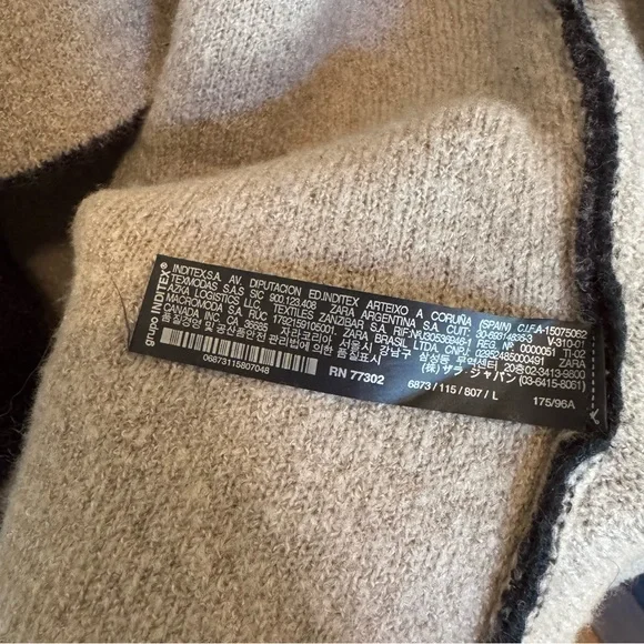 Women’s Zara Knit Black & Tan Cardigan, Large - Picture 8 of 11